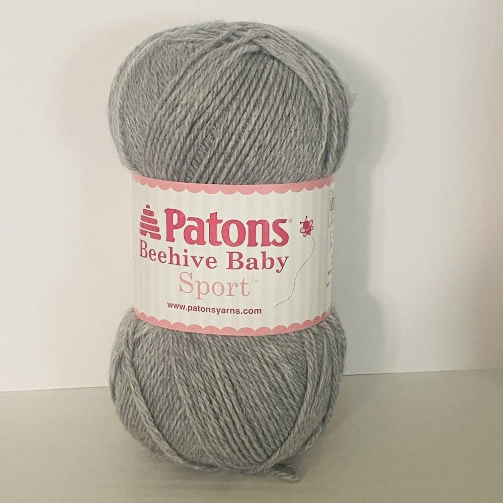 Patons Beehive Baby Sport Yarn Baby Grey Skein 3.5 Oz 359 Yards NEW